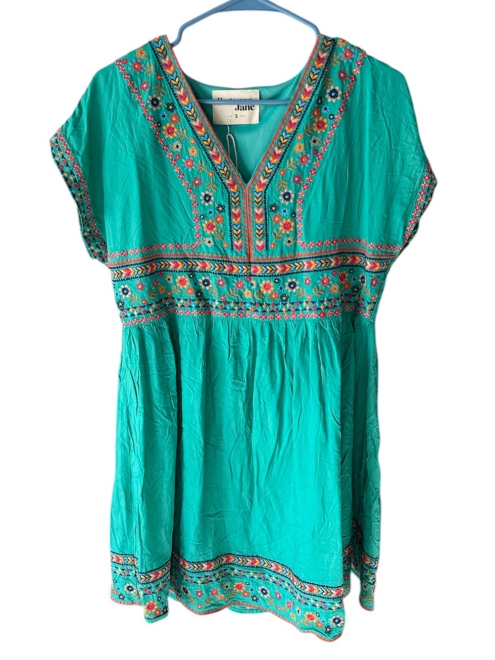 Savanna Jane Green Embroidered Dress Women’s Size Small NWT